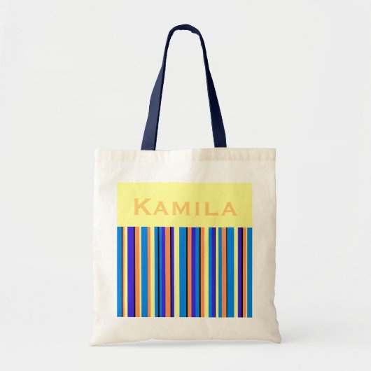 Kamila Specialized Striped Blue Canvas tas (Voorkant)