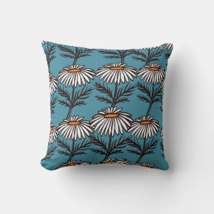 Kamille, blauw cartoon patroon. kussen