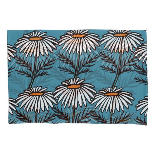 Kamille, blauw cartoon patroon. kussensloop (Voorkant)