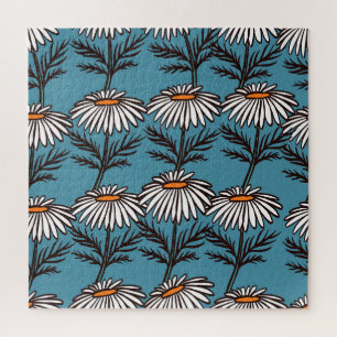 Kamille, blauw cartoon patroon. legpuzzel