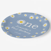 Kamille Bloem Blauw Moderne Eerste Verjaardag Papieren Bordje (Gekanteld)
