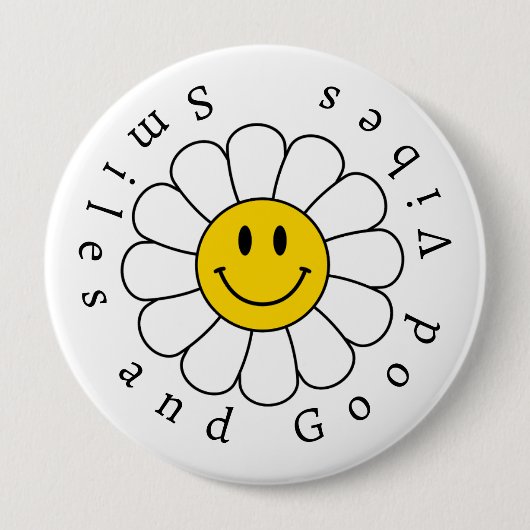 Kamille Bloem Grappig Schattige Trendy Bloemen Des Ronde Button 4,0 Cm (Voorkant)