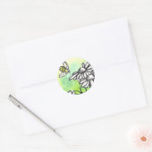 Kamille Bloem Honing Bijen Waterverf Lime Groen Ronde Sticker (Envelop)