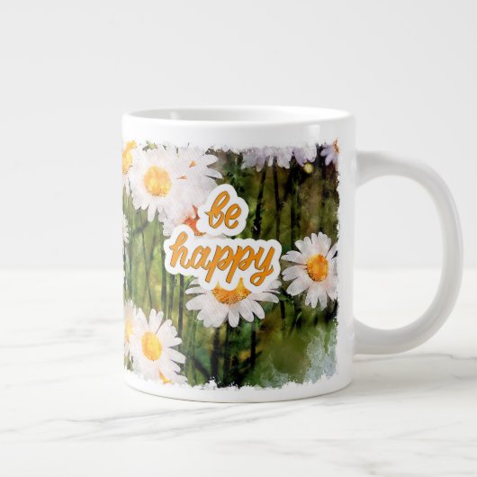 Kamille Bloem Mok, Verjaardagscadeau Wees blij Grote Koffiekop (Rechts)