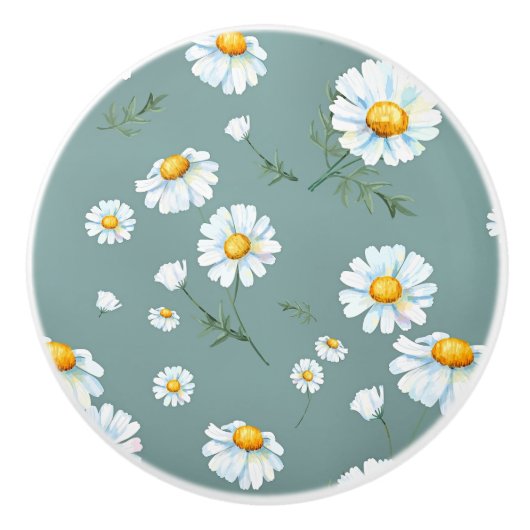 Kamille bloem patroon keramische knop (Voorkant)