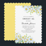 Kamille. Bloemen zoet 16. Floral 16e verjaardag Kaart<br><div class="desc">Lieve 16 verjaardagsuitnodiging met kamille. Neem contact met me op als je extra items nodig hebt.</div>