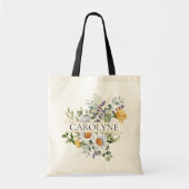 Kamille Bloemige Bruidsmeisje Monogram Naam Tote Bag (Voorkant)