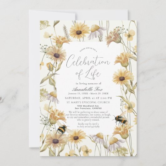 Kamille & Daisies Uitvaartmonument Kaart (Voorkant)