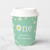 Kamille Daisy Flower Elegant Green Birthday Papieren Bekers (Voorkant)