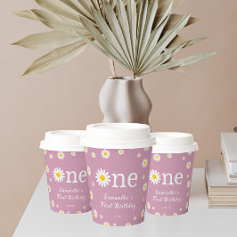 Kamille Daisy Flower Elegant Red Birthday Papieren Bekers