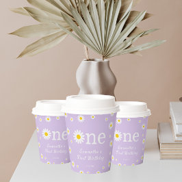 Kamille Daisy Flower Elegante Paarse Verjaardag Papieren Bekers