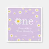 Kamille Daisy Flower Elegante Paarse Verjaardag Servet (Voorkant)