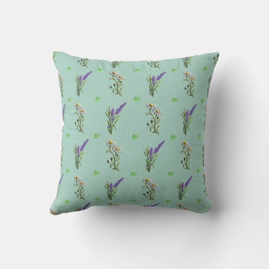 Kamille en lavendel patroon kussen (Achterkant)