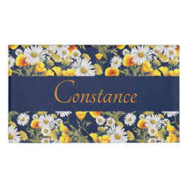 kamille- en papavers-patroon naambadge