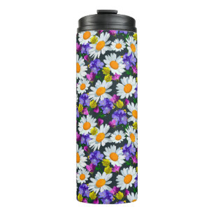Kamille en wilde bloemen naadloos patroon thermosbeker