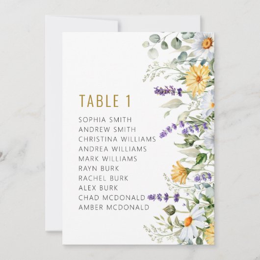 Kamille & Eucalyptus Trouwtafel Nummers Kaart (Voorkant)