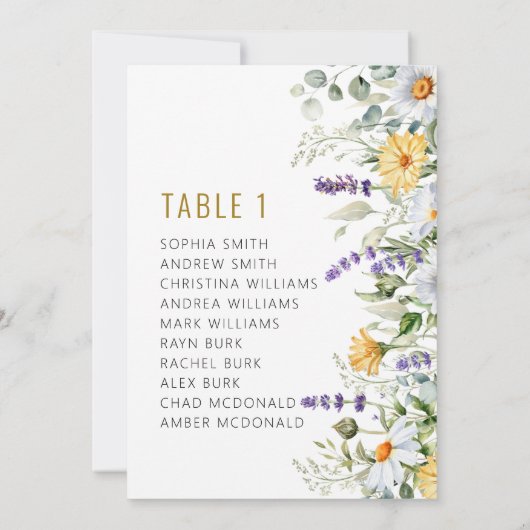 Kamille & Eucalyptus Trouwtafel Nummers Kaart (Achterkant)