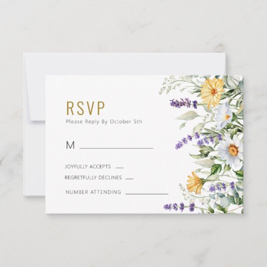 Kamille & Eucalyptus Wedding RSVP Kaarten (Voorkant)