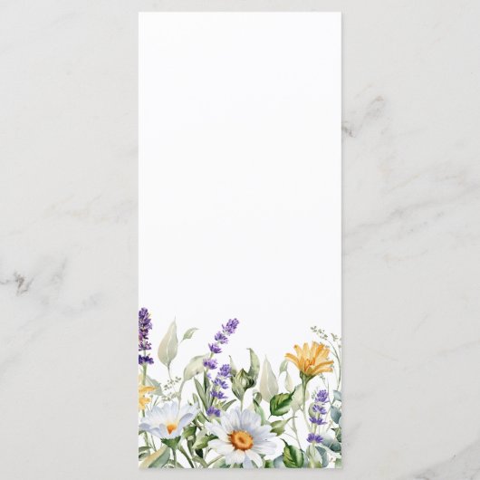 Kamille & Eucalyptus Wildbloemen Bruiloft Menu (Achterkant)