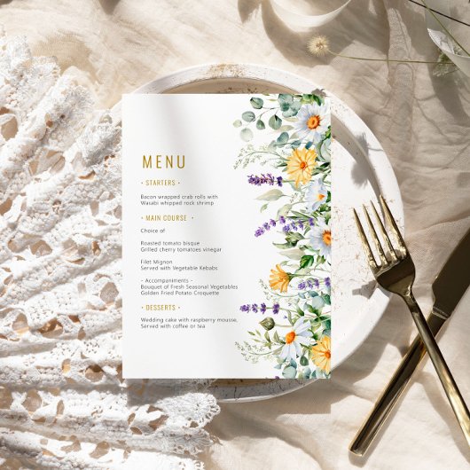 Kamille & Eucalyptus Wildbloemen Bruiloft Menu