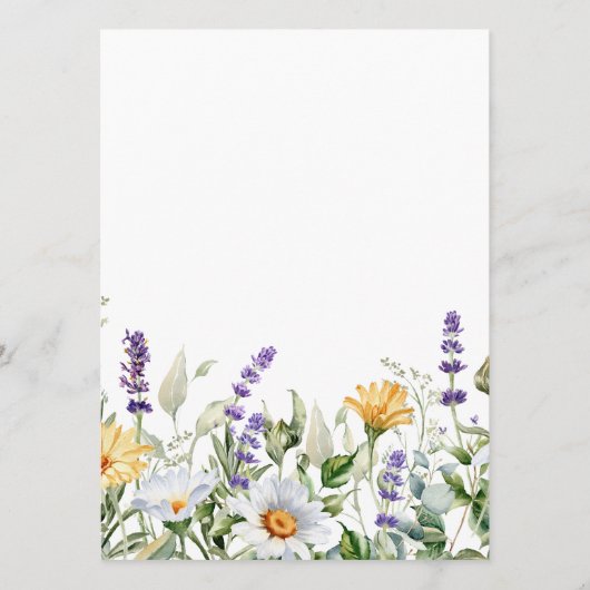 Kamille & Eucalyptus Wildbloemen Bruiloft Menu (Achterkant)