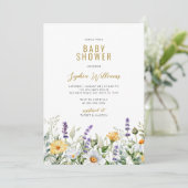 Kamille & Eucalyptus Wildflower Baby shower Kaart (Staand voorkant)