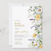 Kamille & Eucalyptus Wildflower Baby shower Kaart (Voorkant)