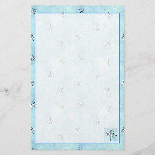 Kamille Kruiden Bloem Blauwe Waterverf Briefpapier (Voorkant)