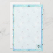 Kamille Kruiden Bloem Blauwe Waterverf Briefpapier (Voorkant / Achterkant)