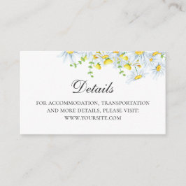 Kamille. Land bloemen details. Bloemenbruiloft Informatiekaartje