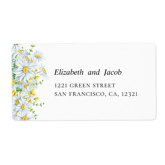 Kamille. Landelijke bloemen. Bloemen bruiloft adre Etiket (Voorkant)