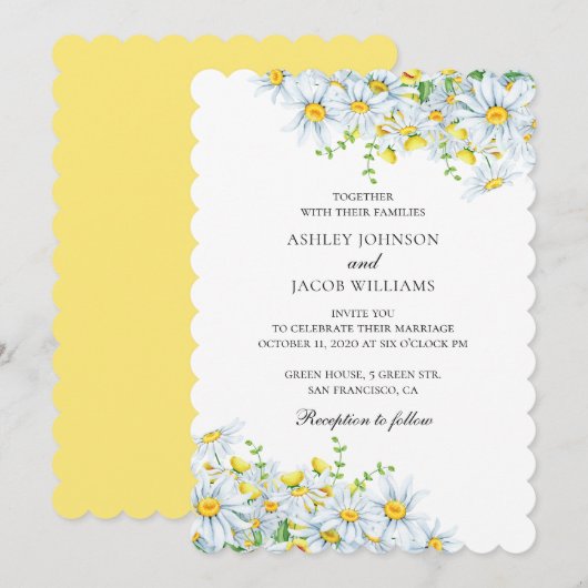 Kamille. Landelijke bloemen. Zomer bloemenbruiloft Kaart (Voorkant / Achterkant)