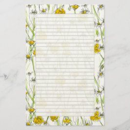 Kamille Madeliefje Aquarel Gelinieerd Briefpapier