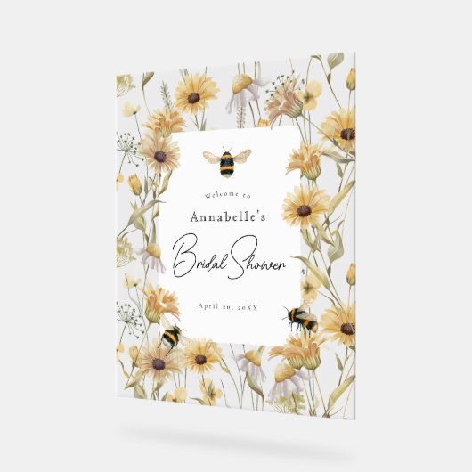 Kamille & Madeliefjes Bruiloft Feest Welkom Acryl Bord (Hoek)