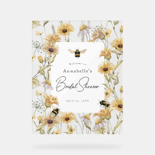 Kamille & Madeliefjes Bruiloft Feestelijke Ontvang Acryl Bord (Voorkant)