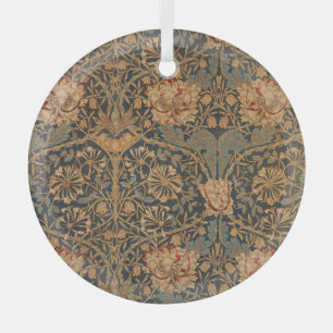 Kamille Rijk Rood Donkerblauw van William Morris Glas Ornament