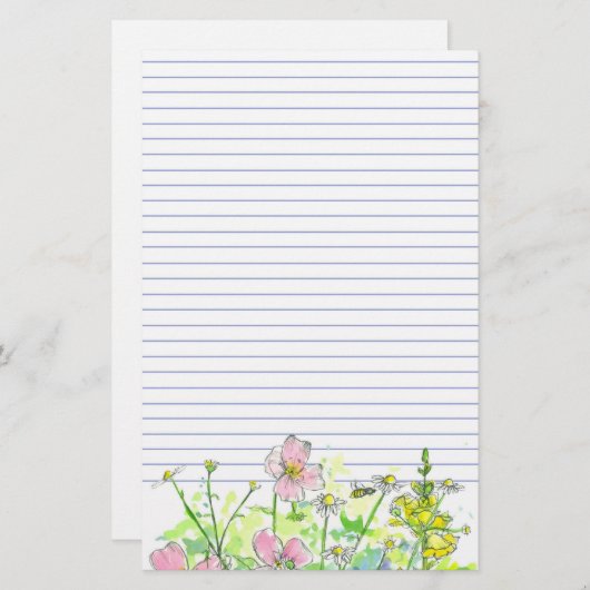 Kamille Snapdraken Wildflowers Honingbij gevoerd Briefpapier (Voorkant / Achterkant)