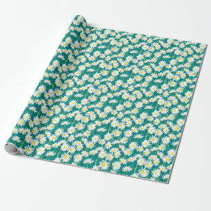 Kamille Turquoise: Naadloze bloemenillustratie. Cadeaupapier