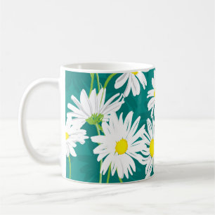 Kamille Turquoise: Naadloze bloemenillustratie. Koffiemok