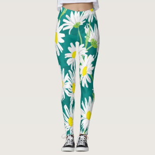 Kamille Turquoise: Naadloze bloemenillustratie. Leggings
