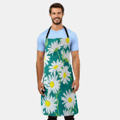 Kamille Turquoise: Naadloze bloemenillustratie. Schort (Gedragen)
