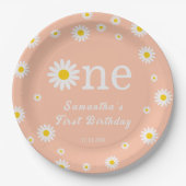 Kamillebloem koraal Waterverf eerste verjaardag Papieren Bordje (Voorkant)