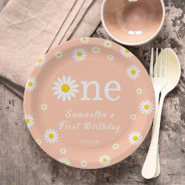 Kamillebloem koraal Waterverf eerste verjaardag Papieren Bordje