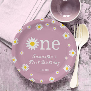 Kamillebloem rode Waterverf eerste verjaardag Papieren Bordje
