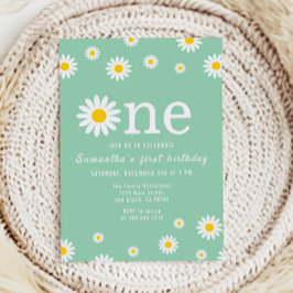 Kamillebloem Waterverf groen eerste verjaardag Kaart