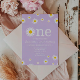 Kamillebloem Waterverf Paarse eerste verjaardag Kaart