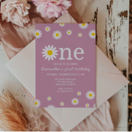 Kamillebloem Waterverf rood eerste verjaardag Kaart