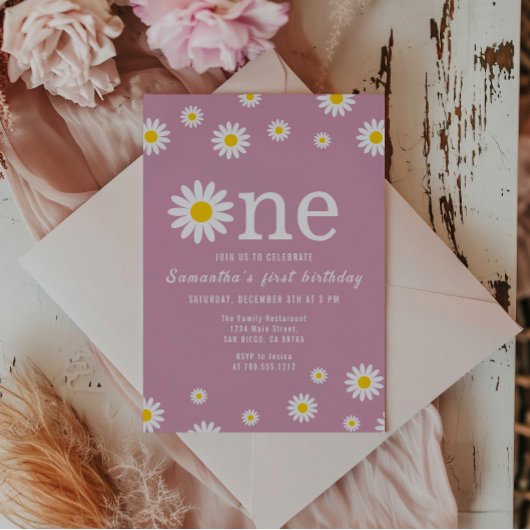 Kamillebloem Waterverf rood eerste verjaardag Kaart