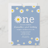 Kamillebloem Wildflower Blauw eerste verjaardag Kaart (Voorkant)