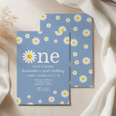 Kamillebloem Wildflower Blauw eerste verjaardag Kaart
